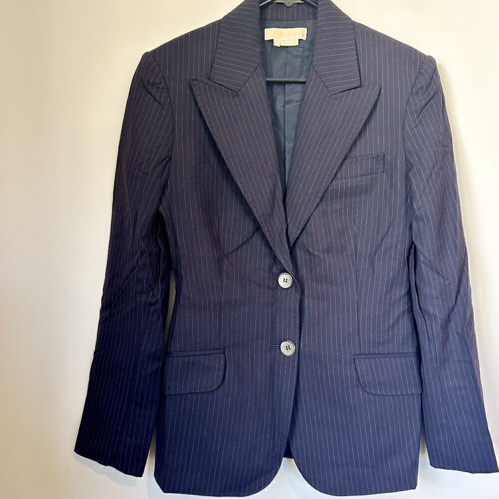 Michael Kors Navy/Red Pinstripe Blazer - Size: 8 - Picture 9 of 9